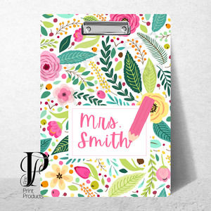 Floral Spring Clipboard Custom Personalized with your Name